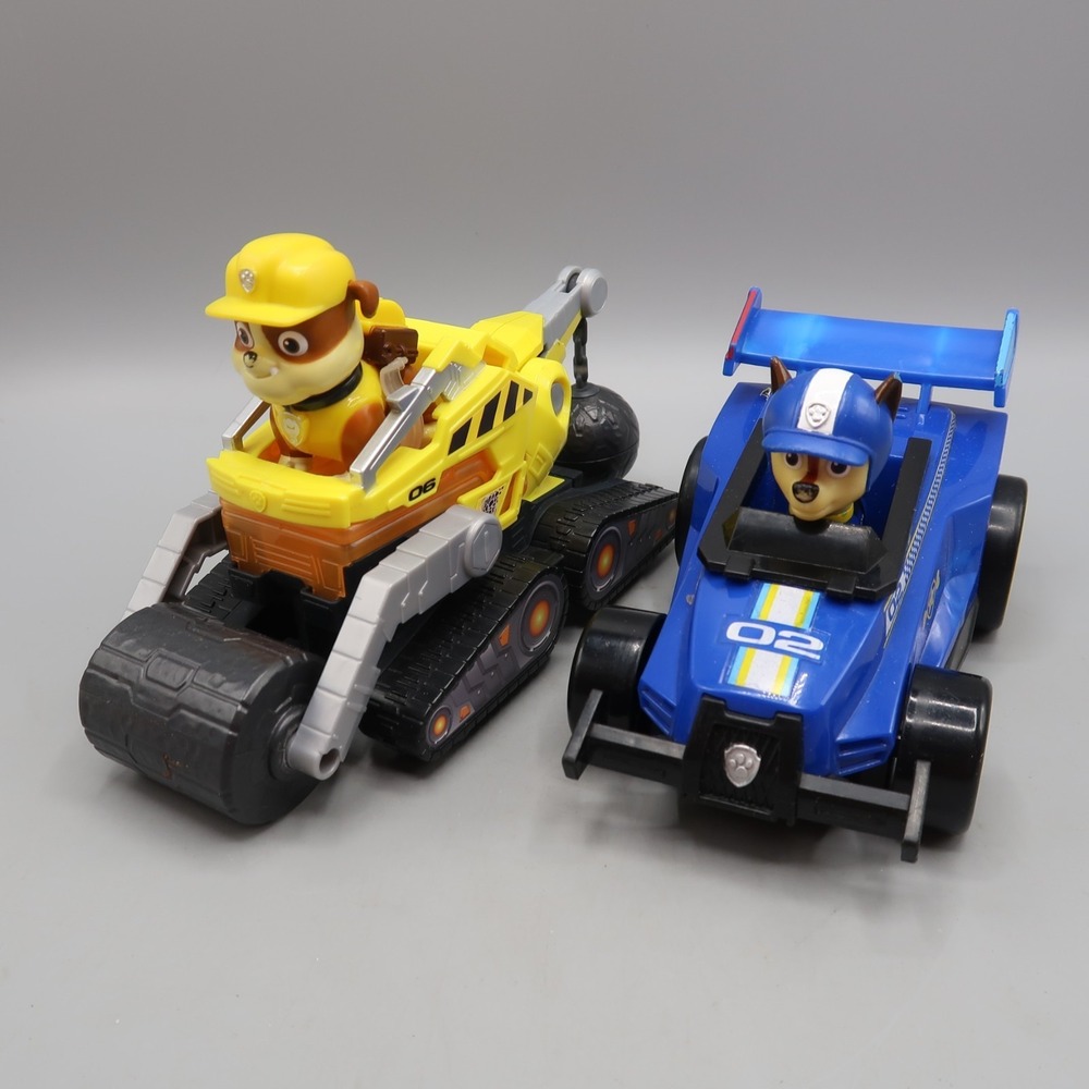 Paw Patrol Rescue Pups Rubble Bulldozer Chase Race‎ Car Plastic Vehicles Figures